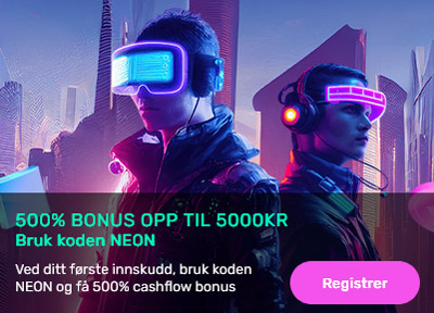 Neon Vegas 500% unlock bonus opptil 5000 kr