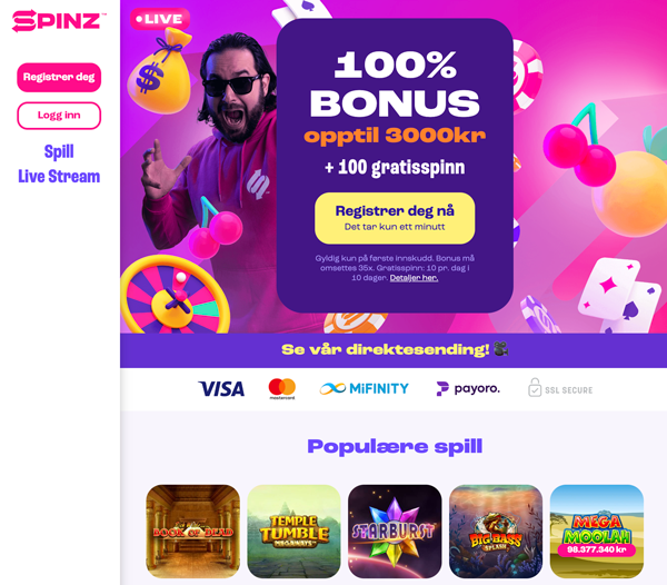 spinz casino hjemmeside