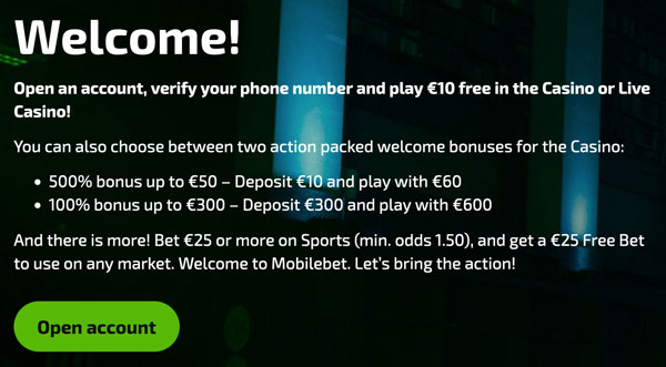 MobileBet sin 500% casino bonus forklart