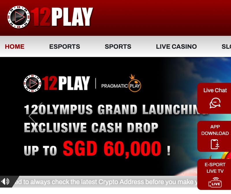 12Play Casino Online Singapore Homepage