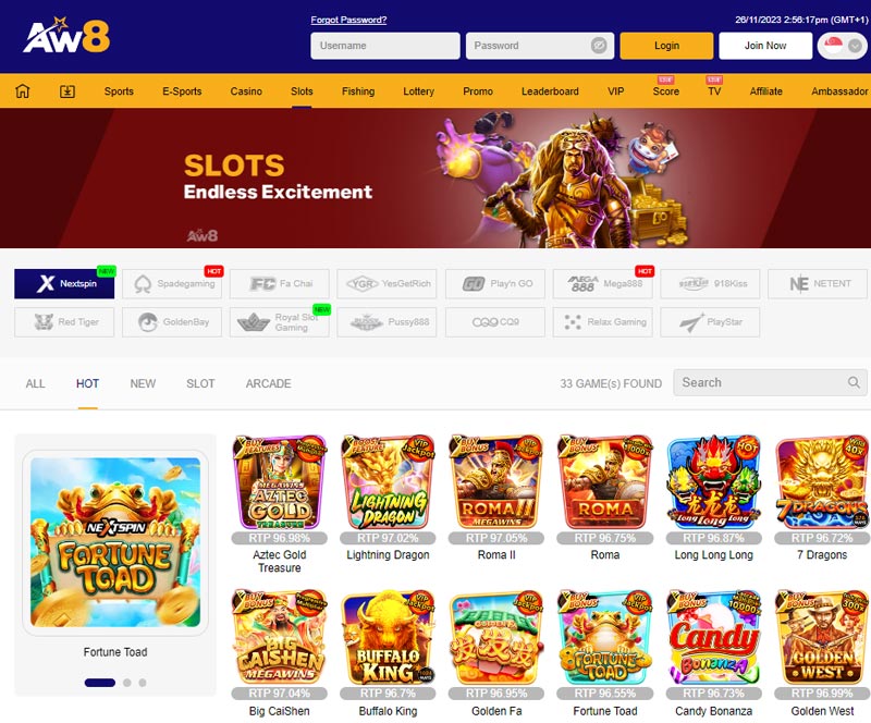 AW8 Slots Machine Casino Homepage