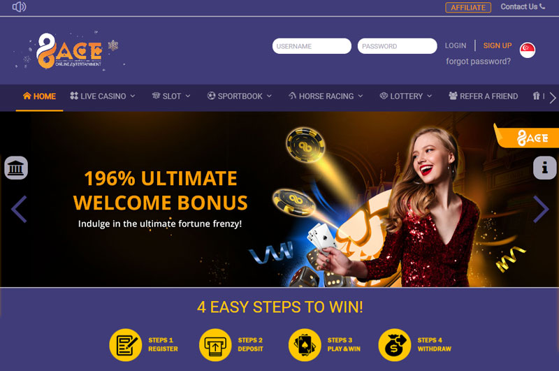 96ace casino singapore website welcome bonus